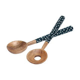 Dexam 30cm Sintra Mango Wood Spotted Salad Servers - Ink Blue - Old Railway Line Garden Centre
