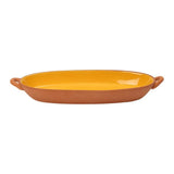 Dexam 38cm Sintra Glazed Terracotta Oval Baking Dish - Ochre - Old Railway Line Garden Centre