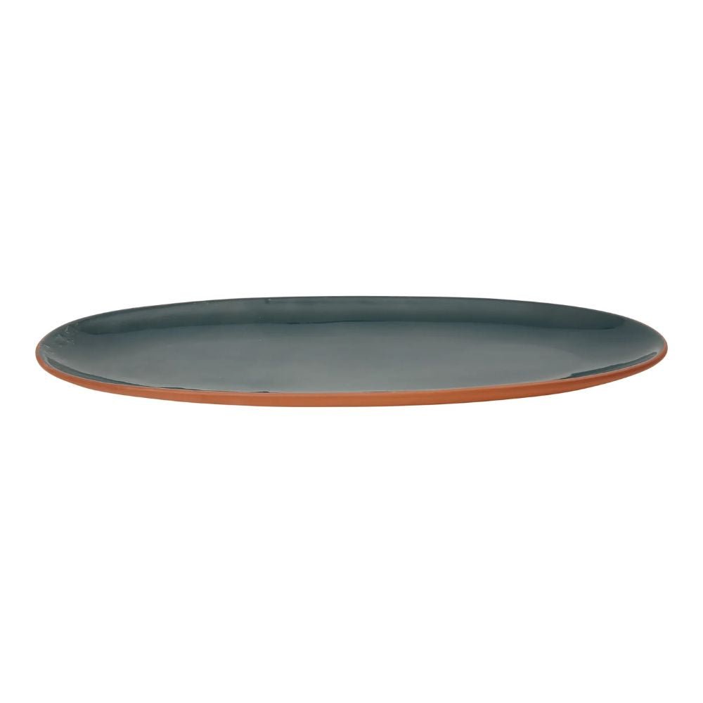 Dexam 48cm Sintra Glazed Terracotta Oval Serving Platter - Ink Blue - Old Railway Line Garden Centre