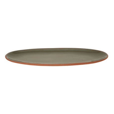 Dexam 48cm Sintra Glazed Terracotta Oval Serving Platter - Olive Green - Old Railway Line Garden Centre