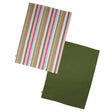 Dexam 70cm Recycled Cotton Striped Set of 2 Tea Towels - Green - Old Railway Line Garden Centre