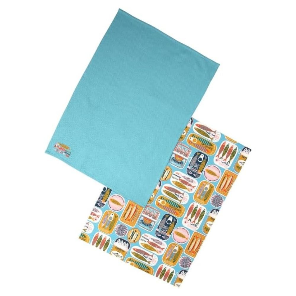 Dexam 70cm Sardines Set of 2 Tea Towels - Blue - Old Railway Line Garden Centre