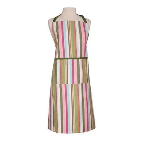 Dexam 90cm Recycled Cotton Striped Adult Apron - Green - Old Railway Line Garden Centre