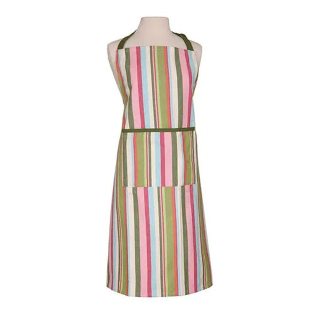 Dexam 90cm Recycled Cotton Striped Adult Apron - Green - Old Railway Line Garden Centre
