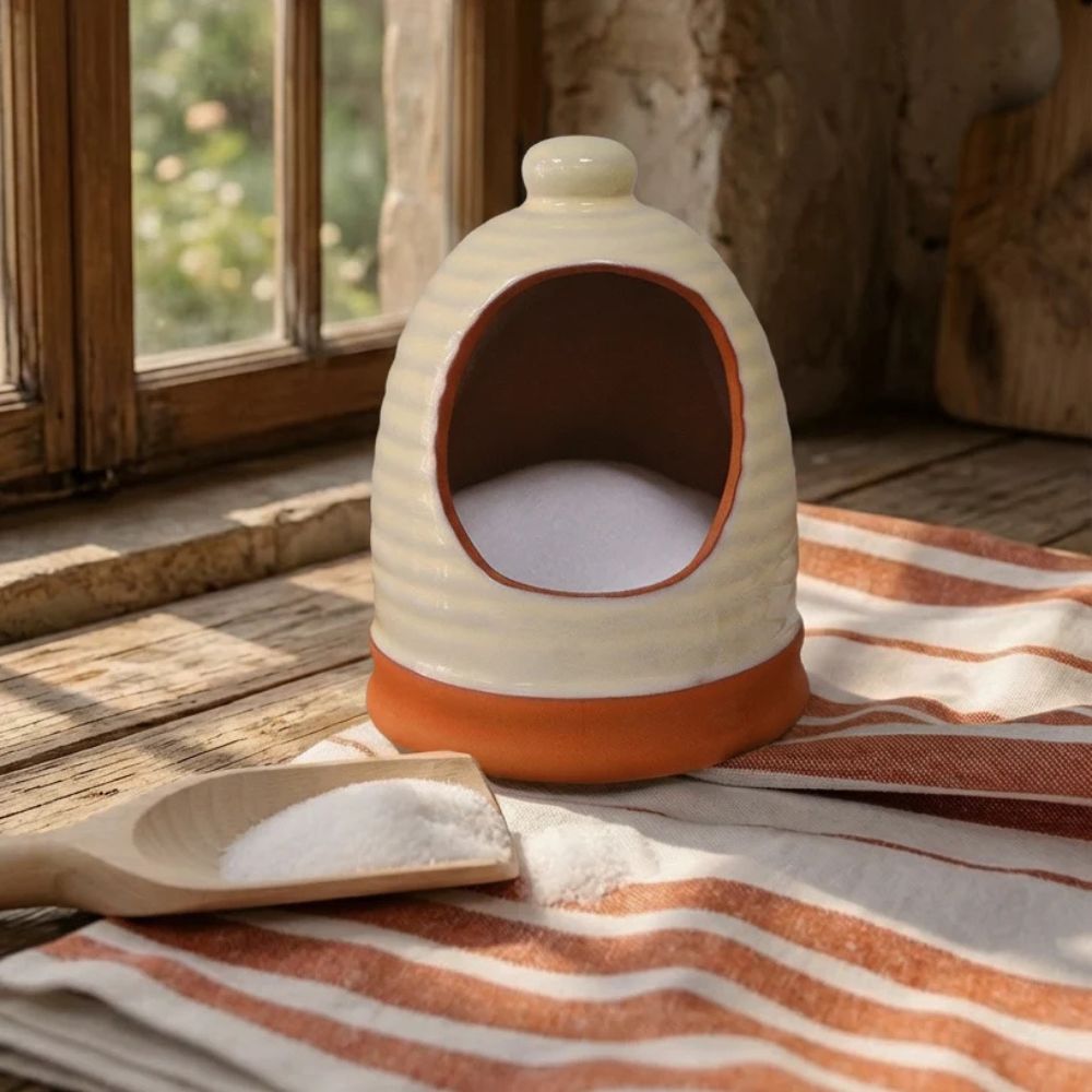 Dexam 14cm Porto Terracotta Ribbed Salt Pig - Stone