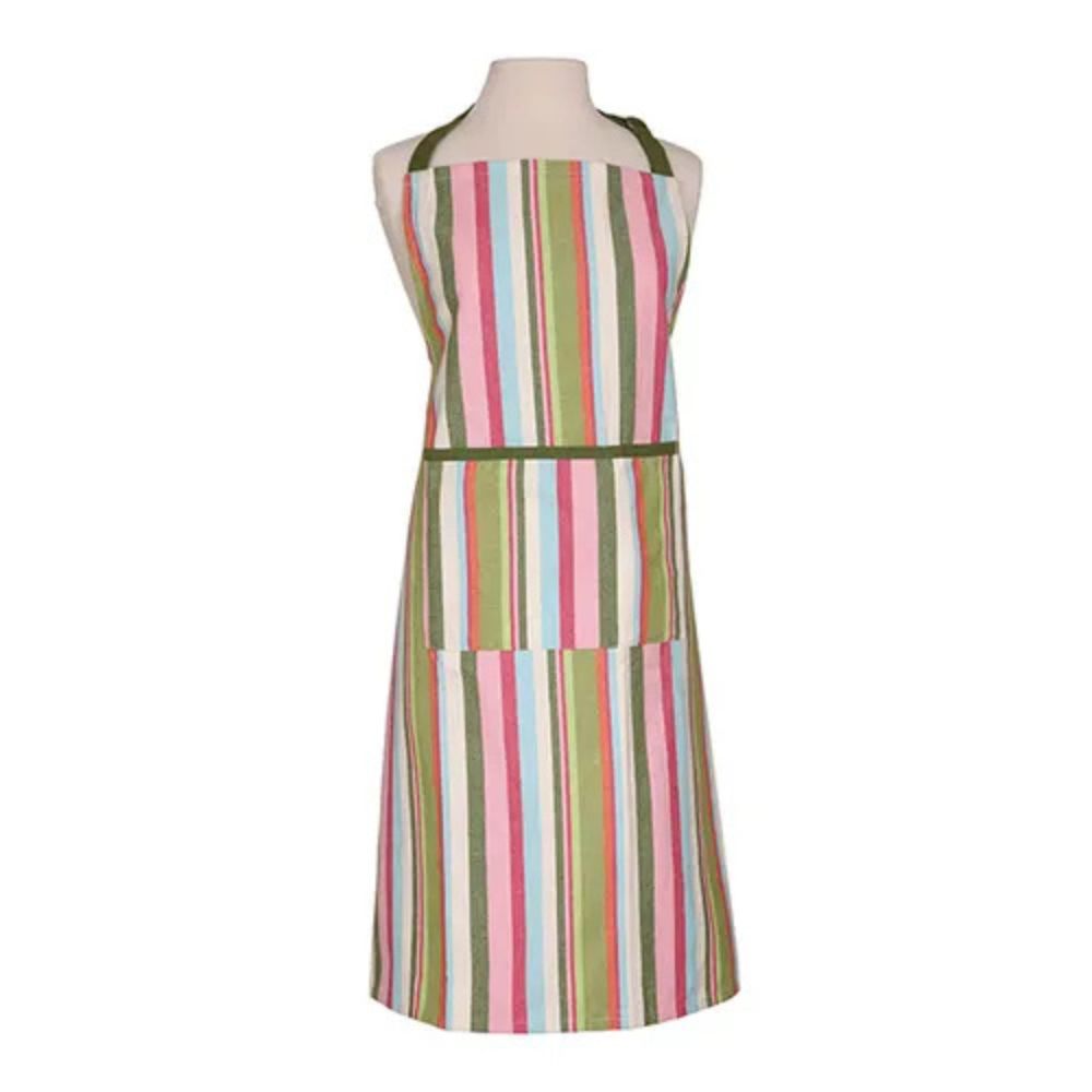 Dexam 90cm Recycled Cotton Striped Adult Apron - Green