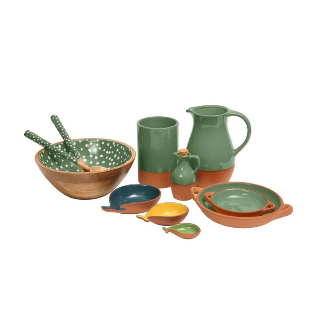 Dexam 26cm Sintra Large Glazed Terracotta Tapas Dish - Olive Green