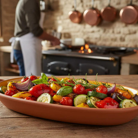 Dexam 38cm Sintra Glazed Terracotta Oval Baking Dish - Ochre