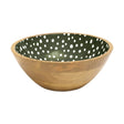 Dexam Sintra Mango Wood Spotted Salad Bowl Olive Green - Old Railway Line Garden Centre