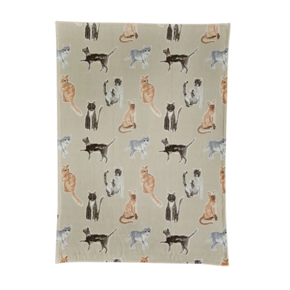 Deyongs 130cm x 170cm Cozy Comforts Cat Throw - Cream - Old Railway Line Garden Centre