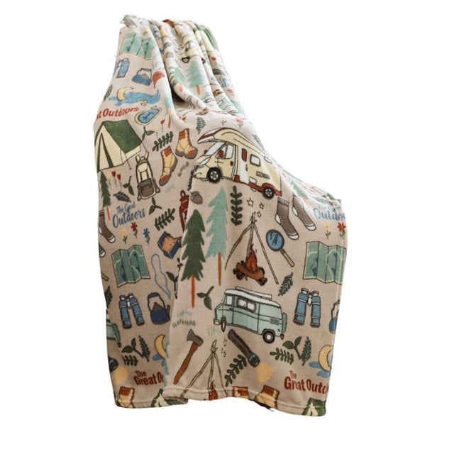 Deyongs 130cm x 170cm Cozy Comforts Great Outdoors Throw - Beige - Old Railway Line Garden Centre