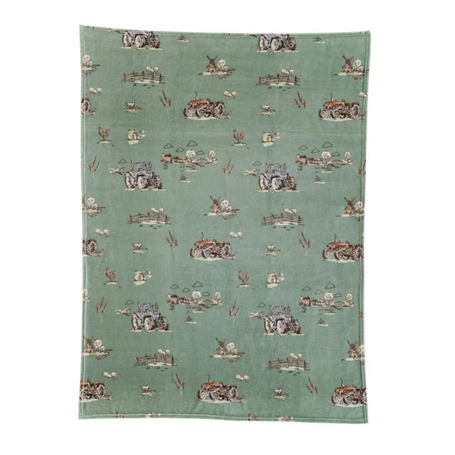 Deyongs 130cm x 170cm Cozy Comforts Tractor Throw - Green - Old Railway Line Garden Centre