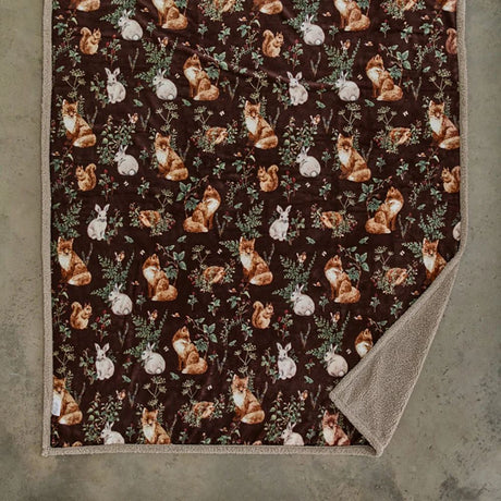 Deyongs 140cm Burgundy Woodland Wildlife Throw