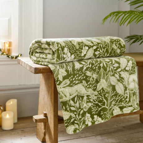 Deyongs 140cm Sage Winter Forest Printed Throw