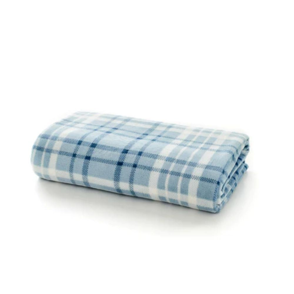 Deyongs 140cm Snuggle Touch Blue Check Throw