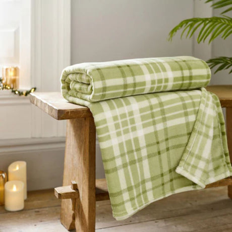 Deyongs 140cm Snuggle Touch Sage Check Throw