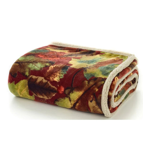Deyongs 170cm Winter Leaves Fleece Throw - Old Railway Line Garden Centre