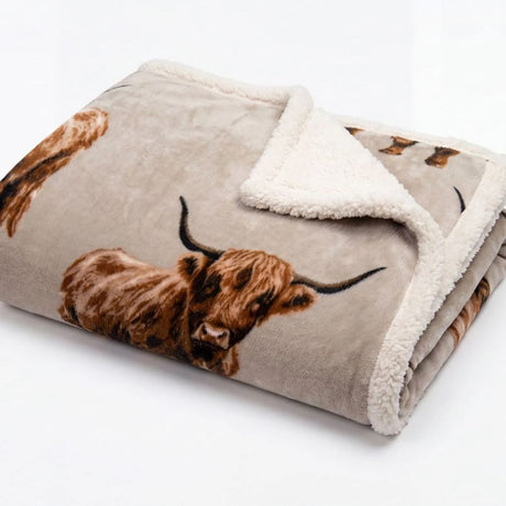 Deyongs 180cm Angus Cow Sherpa Fleece Throw