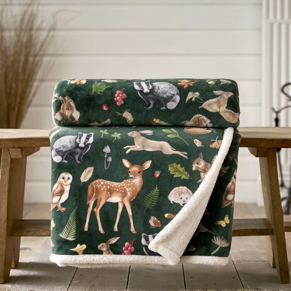 Deyongs 180cm British Wildlife Sherpa Fleece Throw