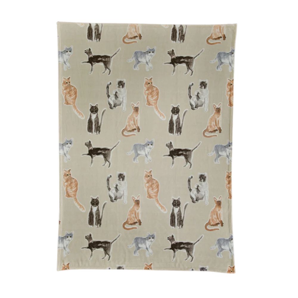 Deyongs 130cm x 170cm Cozy Comforts Cat Throw - Cream