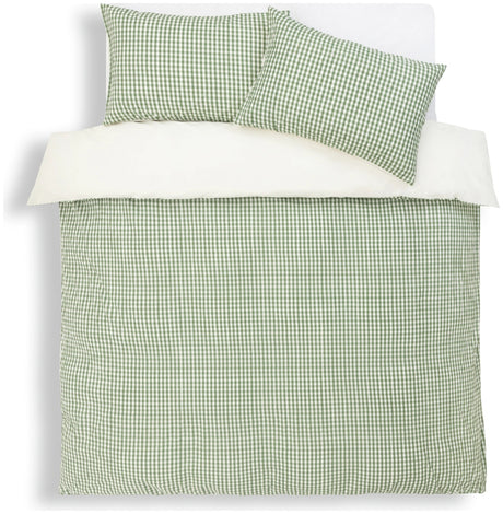 Deyongs Gingham Bedding Double Duvet Set Green