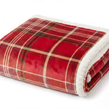 Deyongs 170cm Red Check Sherpa Fleece Throw