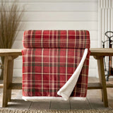 Deyongs 170cm Red Check Sherpa Fleece Throw