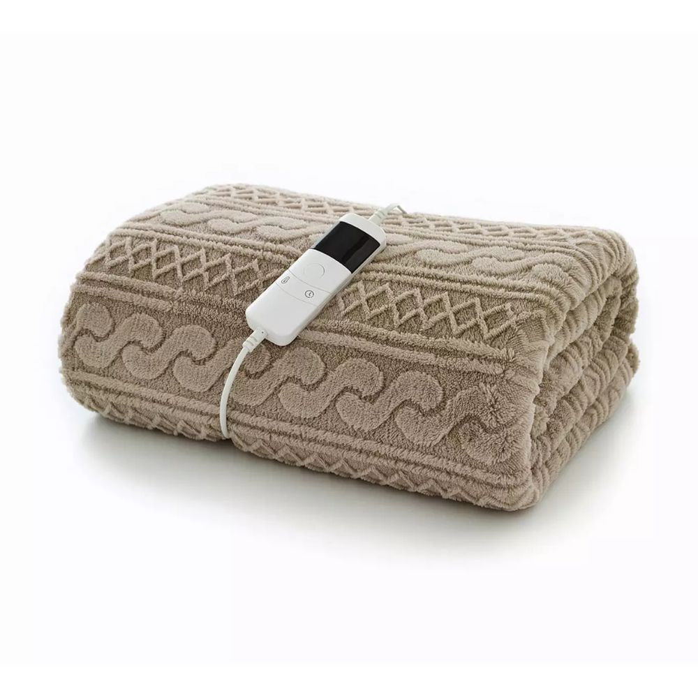 Deyongs 180cm Sherpa Heated Throw - Taupe