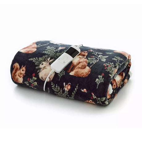 Deyongs 180cm Woodland Wildlife Heated Throw - Green