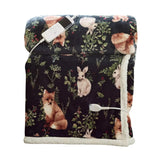Deyongs 180cm Woodland Wildlife Heated Throw - Green