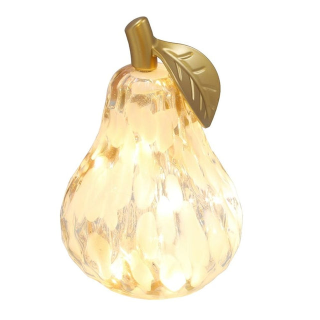 Diamond Cut LED Pear Mottle Amber Ornament - Old Railway Line Garden Centre