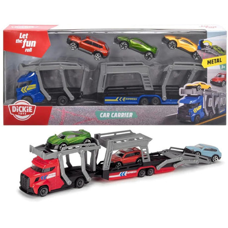 Dickie Toys Car Carrier with 3 Cars Toy (Choice of 2) - Old Railway Line Garden Centre