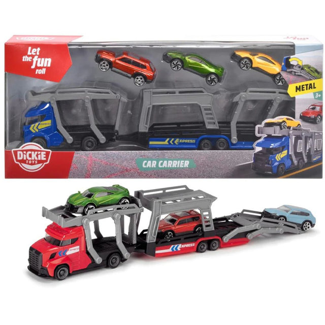 Dickie Toys Car Carrier with 3 Cars Toy (Choice of 2) - Old Railway Line Garden Centre