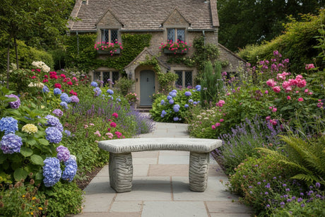 Dream Garden 108cm Curved Stone Woodland Bench - Old Railway Line Garden Centre