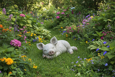 Dream Gardens 17cm Stone Ear Up Pig Garden Ornament - Old Railway Line Garden Centre