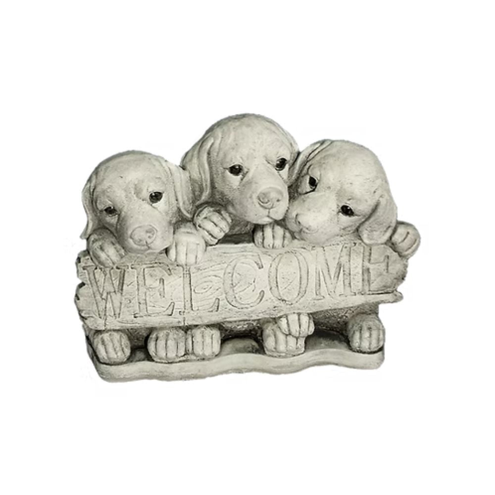 Dream Gardens 25cm Welcome Dogs Stone Garden Ornament