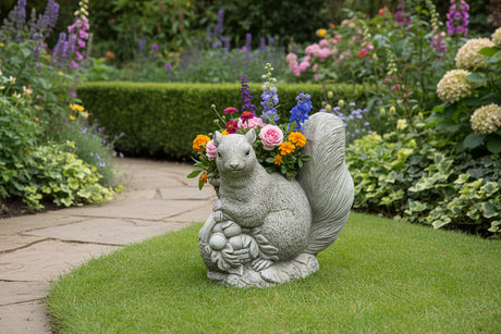 Dream Gardens 29cm Squirrel & Basket Stone Ornament
