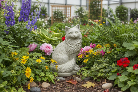 Dream Gardens 29cm Stone Cat Garden Ornament - Old Railway Line Garden Centre