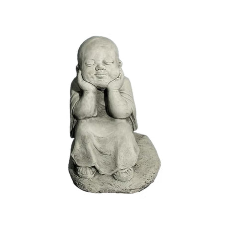Dream Gardens 42cm Sitting Buddha Stone Garden Ornament - Old Railway Line Garden Centre