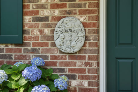 Dream Gardens 46cm Welcome Rabbits Stone Plaque
