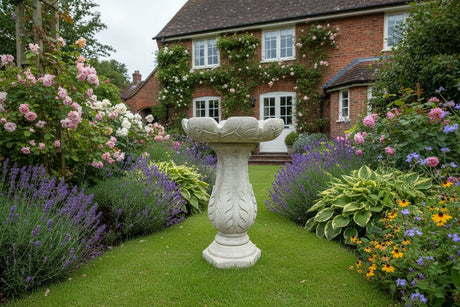 Dream Gardens 58cm Stone Leaf Bird Bath - Old Railway Line Garden Centre