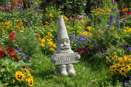 Dream Gardens Welcome Gnome Stone Ornament - Old Railway Line Garden Centre