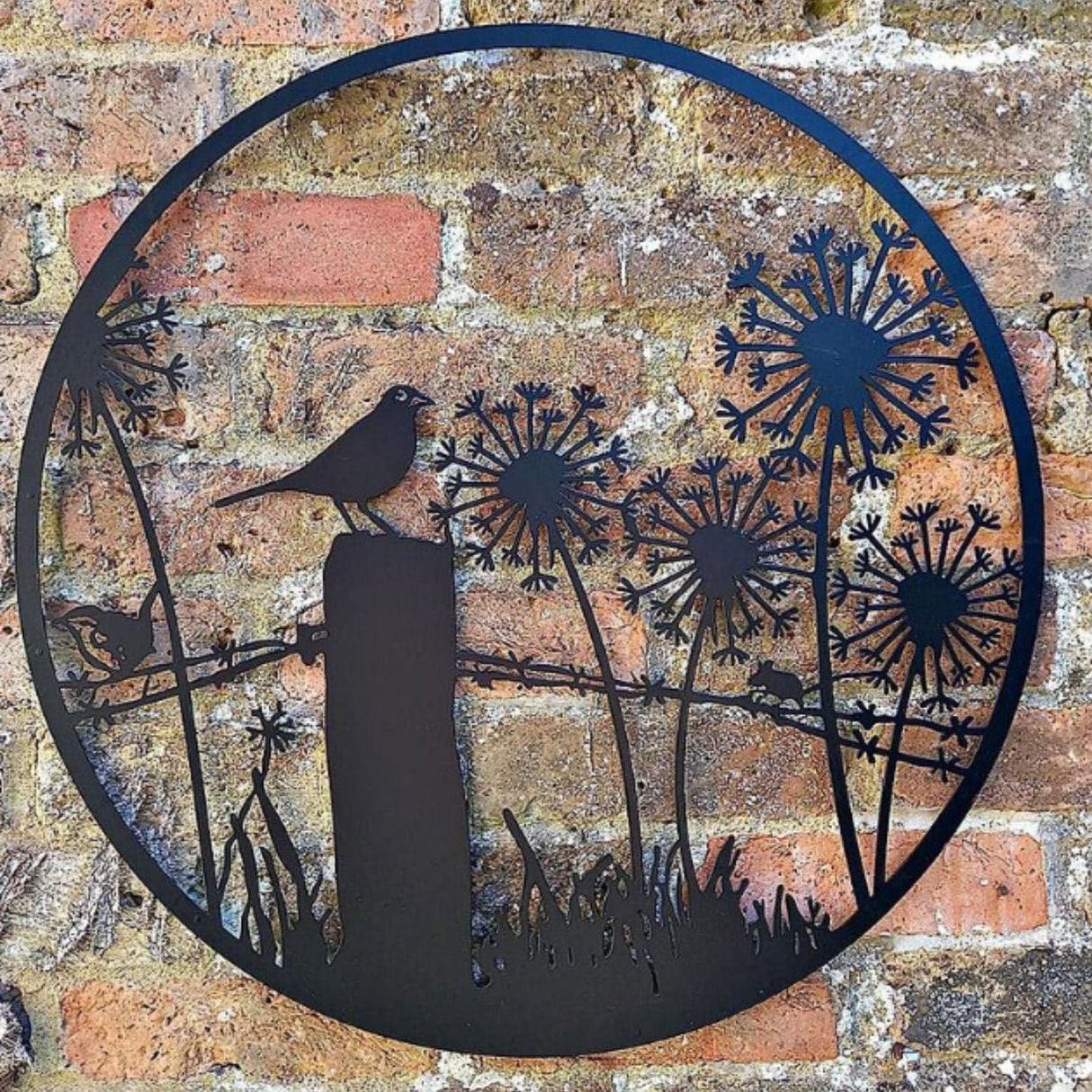 Eastern Connections 45cm Black Blackbird on Fence Post Metal Wall Art - Old Railway Line Garden Centre
