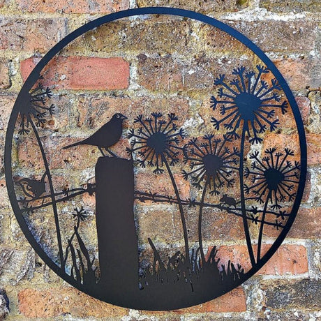 Eastern Connections 45cm Black Blackbird on Fence Post Metal Wall Art - Old Railway Line Garden Centre