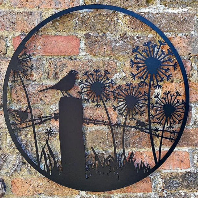 Eastern Connections 45cm Black Blackbird on Fence Post Metal Wall Art - Old Railway Line Garden Centre