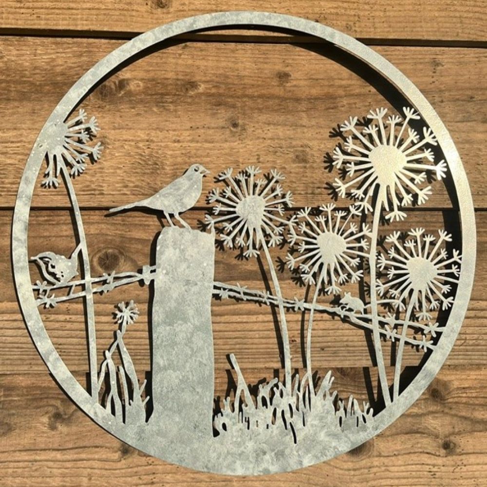 Eastern Connections 50cm Blackbird on Fence Grey Metal Wall Art