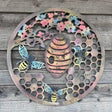 Eastern Connections 50cm Cherry Blossom with Bee Hive Colourful Metal Wall Art - Old Railway Line Garden Centre