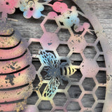 Eastern Connections 50cm Cherry Blossom with Bee Hive Colourful Metal Wall Art - Old Railway Line Garden Centre