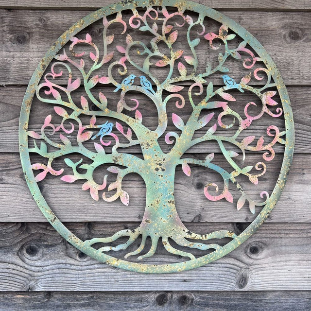 Eastern Connections 70cm Birds in a Tree Rustic Metal Wall Art - Old Railway Line Garden Centre