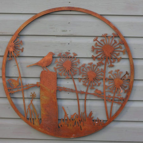 Eastern Connections 70cm Blackbird on Fence Natural Rust Metal Wall Art - Old Railway Line Garden Centre